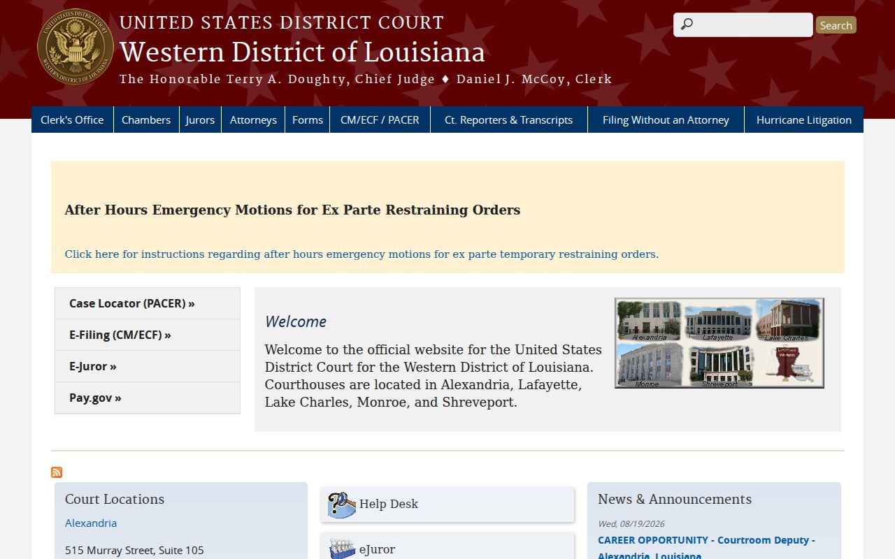 Natchitoches Parish court records Western District federal court page
