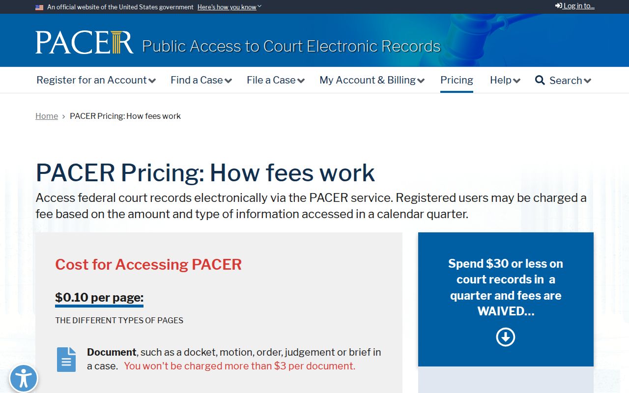 Natchitoches Parish court records PACER federal docket pricing