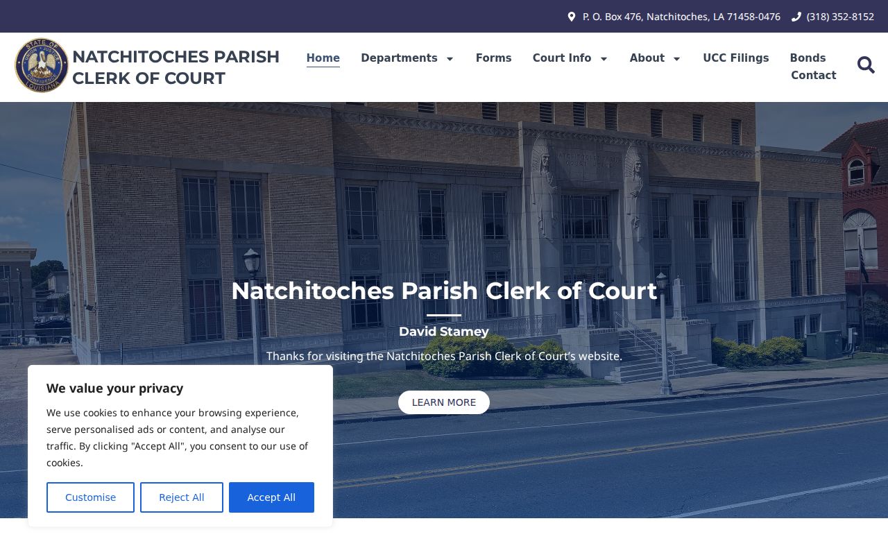 Natchitoches Parish court docket clerk office online access page