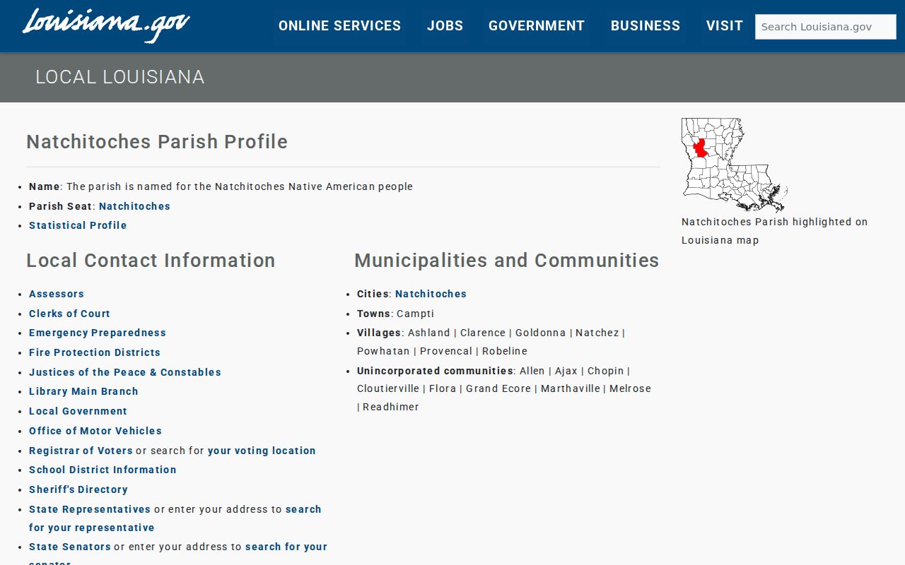 Natchitoches Parish court docket municipality classification source